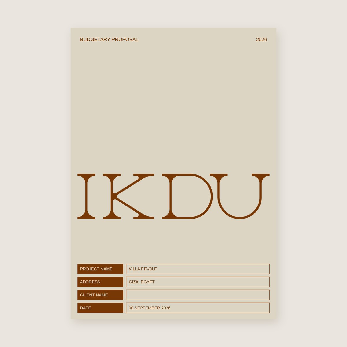 Cover of an IKDU budgetary proposal (sample)