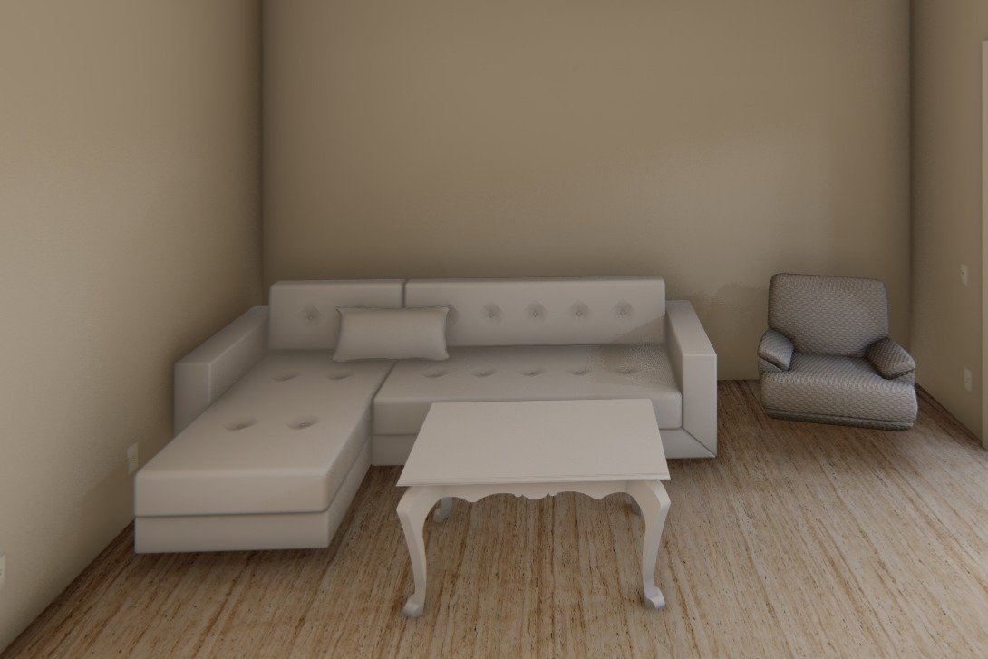 3D concept of the family room: corner sofa against the back wall