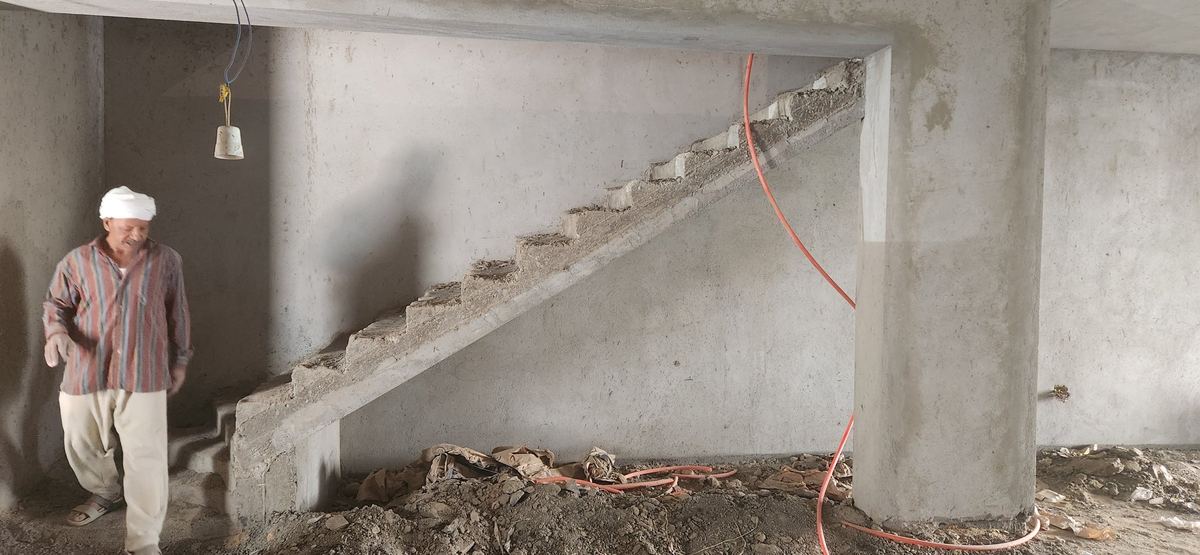 Before: M-Villa staircase before finishing: raw concrete stair